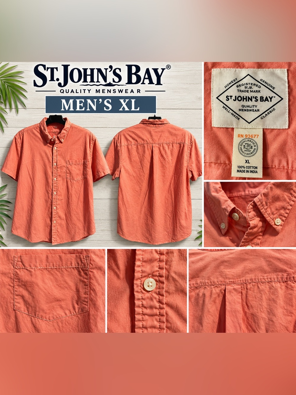 St. John's Bay Men's 100% Cotton Classic Fit Shirt - XL